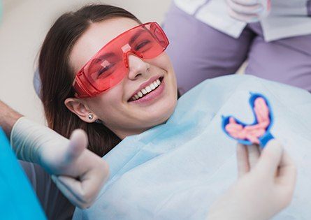 Patient receiving fluoride treatment