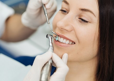 Dental patient getting their teeth cleaned