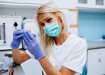 Technician in Dallas working on Dentures
