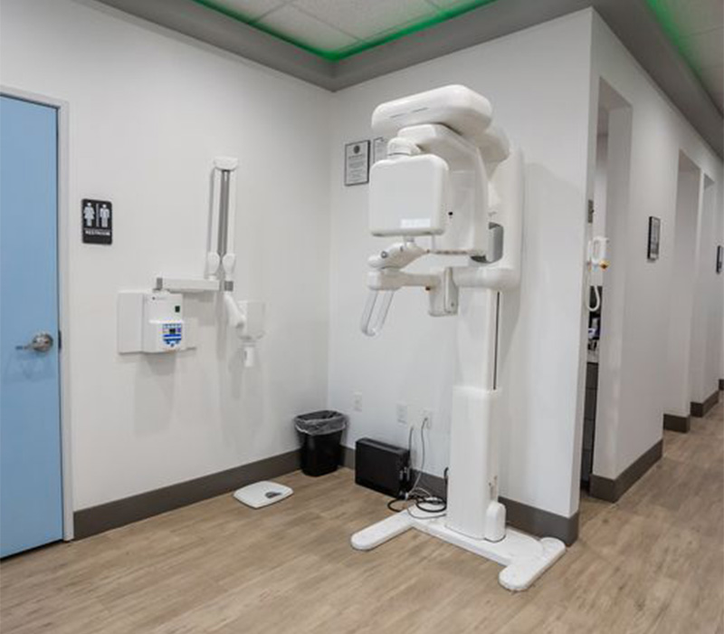 Dental scanner in the corner of a hallway