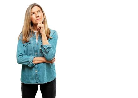middle aged woman thinking
