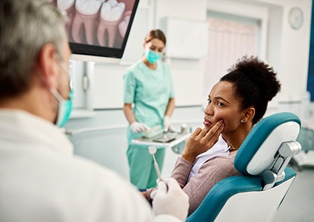 Woman at dentist in North Dallas