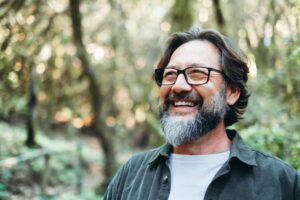 Man smiling while outside